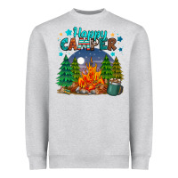 Heather Grey happy camper Heavyweight Sweatshirt - MaliasSmallBusiness