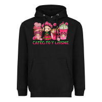Black cafecito y chisme with coffee cups Heavyweight Hoodie - texasbilliewilder
