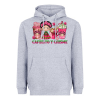 Heather Grey cafecito y chisme with coffee cups Heavyweight Hoodie - texasbilliewilder