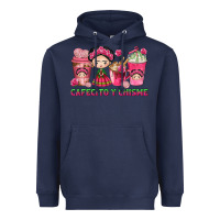 Navy cafecito y chisme with coffee cups Heavyweight Hoodie - texasbilliewilder