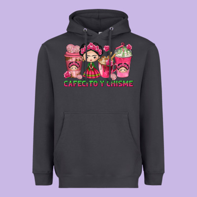 Cafecito Y Chisme With Coffee Cups Heavyweight Hoodie Designed By Texasbilliewilder