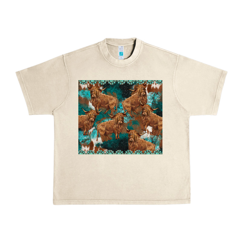 Turquoises Gemstones Cowhide Highlands Cow Urban Heavy Tee by BarkalooDesign | Teevron
