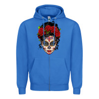True Royal mexican sugar skull messy bun woman Zipper Hoodie - LillyAllenDesigns