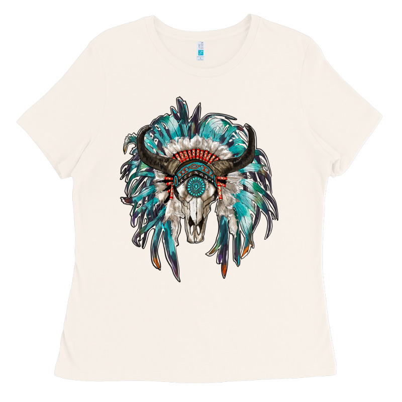 Indian Headdress With Bull Skull Ladies Tee by RanaPortraitStore | Teevron