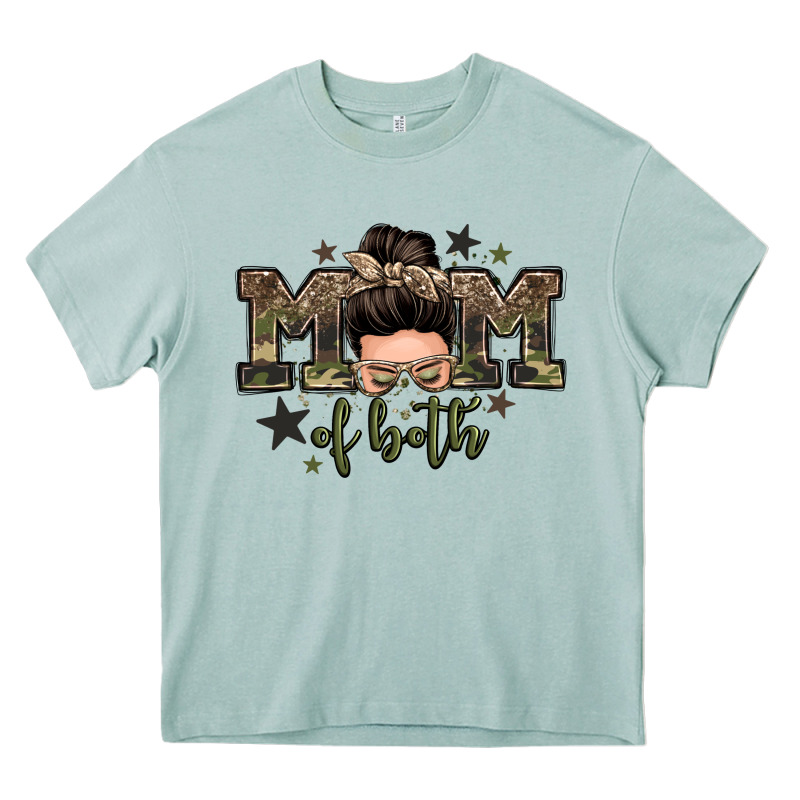 Mom Of Both Boys Messy Bun Heavy Core Tee by Zillion Design Studio | Teevron