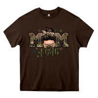 Chocolate Brown mom of both boys messy bun Heavy Core Tee - Zillion Design Studio