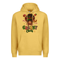 Antique Gold granny claus afro messy bun Premium Hoodie - texasbilliewilder