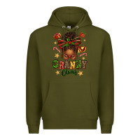 Army Green granny claus afro messy bun Premium Hoodie - texasbilliewilder
