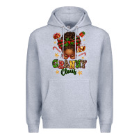 Heather Grey granny claus afro messy bun Premium Hoodie - texasbilliewilder