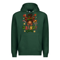 Sports Green granny claus afro messy bun Premium Hoodie - texasbilliewilder