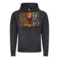 Vintage Black saddle sunflower horseshoe cowhide leopard background Vintage Hoodie - Artiststas