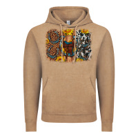 Vintage Coffee saddle sunflower horseshoe cowhide leopard background Vintage Hoodie - Artiststas