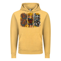 Vintage Mustard saddle sunflower horseshoe cowhide leopard background Vintage Hoodie - Artiststas