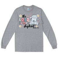 Heather Grey the lord is my shepherd Long Sleeve Tee - MaliasSmallBusiness