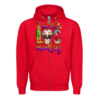 Red dia de los muertos Zipper Hoodie - LillyAllenDesigns