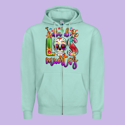Dia De Los Muertos Zipper Hoodie Designed By Lillyallendesigns