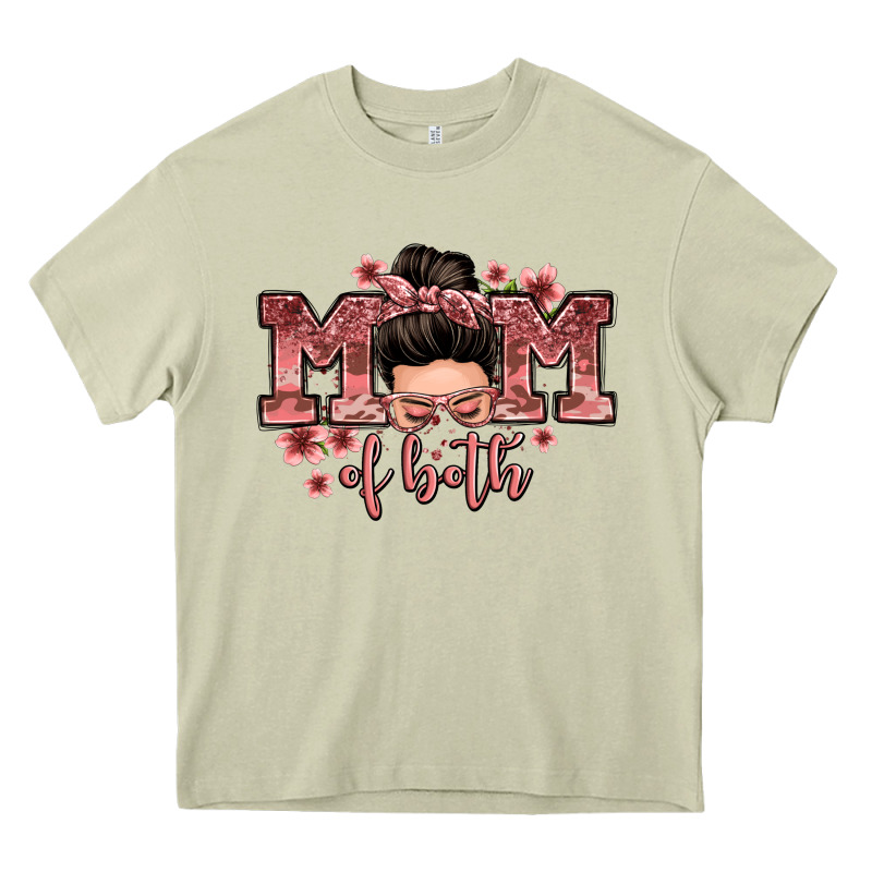 Mom Of Both Messy Bun Heavy Core Tee by Zillion Design Studio | Teevron
