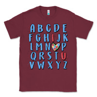 Burgundy alphabet autism awareness Classic Tee - MaliasSmallBusiness