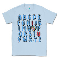 Dusty Blue alphabet autism awareness Classic Tee - MaliasSmallBusiness