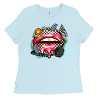 Baby Blue race lips Ladies Tee - Zillion Design Studio