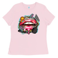 Bubblegum Pink race lips Ladies Tee - Zillion Design Studio