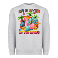 Heather Grey life is better at the beach Heavyweight Sweatshirt - MaliasSmallBusiness