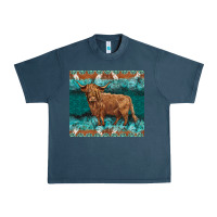 Midnight Navy turquoises gemstones cowhide highland cow Urban Heavy Tee - BarkalooDesign