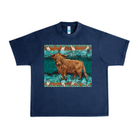 Navy turquoises gemstones cowhide highland cow Urban Heavy Tee - BarkalooDesign