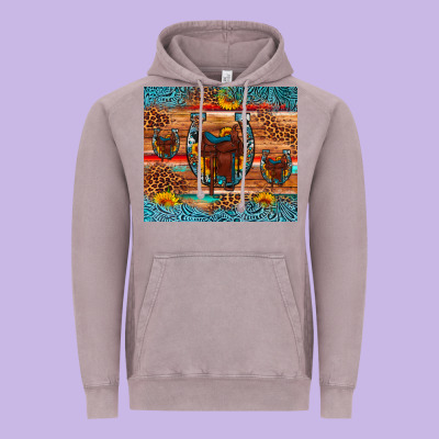 Saddle Horseshoe Leopard Sunflower Vintage Hoodie Designed By Artiststas