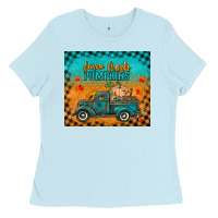 Baby Blue farm fresh pumpkins tumbler Ladies Tee - RanaPortraitStore