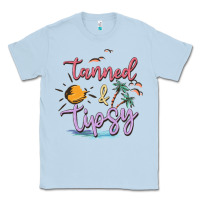 Dusty Blue tanned and tipsy Classic Tee - MaliasSmallBusiness