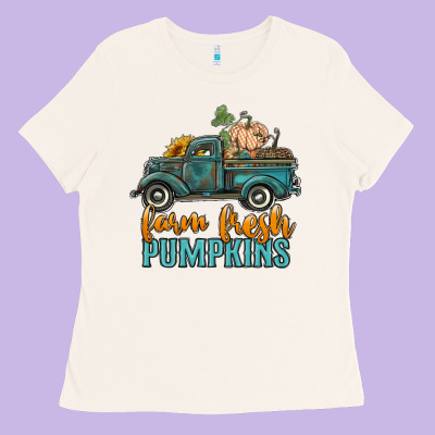Farm Fresh Pumpkins Truck Ladies Tee Designed By Ranaportraitstore