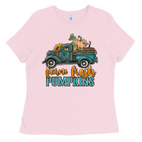 Bubblegum Pink farm fresh pumpkins truck Ladies Tee - RanaPortraitStore
