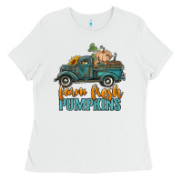 White farm fresh pumpkins truck Ladies Tee - RanaPortraitStore