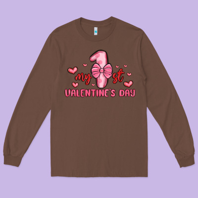 My First Valentines Day Long Sleeve Tee Designed By Maliassmallbusiness