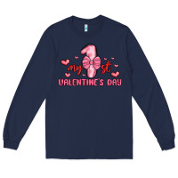 Navy my first valentines day Long Sleeve Tee - MaliasSmallBusiness