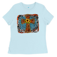 Baby Blue western cross Ladies Tee - JahusDesignShop