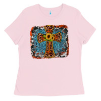 Bubblegum Pink western cross Ladies Tee - JahusDesignShop