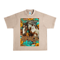 French Oak Western Ranch Life Mustang Horse Urban Heavy Tee - LillyAllenDesigns