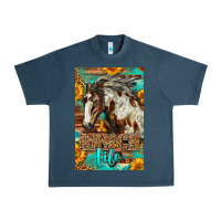 Midnight Navy Western Ranch Life Mustang Horse Urban Heavy Tee - LillyAllenDesigns