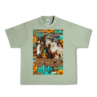 Oil Green Western Ranch Life Mustang Horse Urban Heavy Tee - LillyAllenDesigns