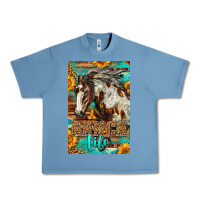 Pebble Blue Western Ranch Life Mustang Horse Urban Heavy Tee - LillyAllenDesigns