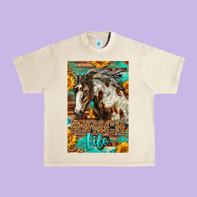 Western Ranch Life Mustang Horse Urban Heavy Tee Designed By Lillyallendesigns