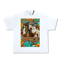 White Western Ranch Life Mustang Horse Urban Heavy Tee - LillyAllenDesigns