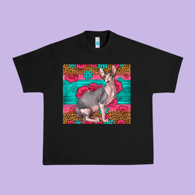 Pink Glitter And Roses Sphynx Cat Urban Heavy Tee Designed By Lillyallendesigns