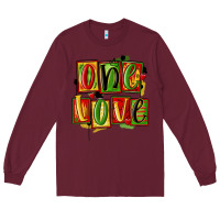 Burgundy one love juneteenth Long Sleeve Tee - MaliasSmallBusiness