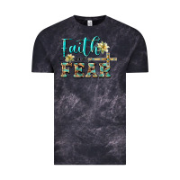 Cloud Black faith over fear with cross Vintage Tee - BarkalooDesign