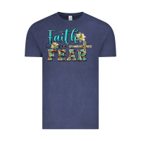 Vintage Denim faith over fear with cross Vintage Tee - BarkalooDesign