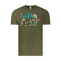 Vintage Olive faith over fear with cross Vintage Tee - BarkalooDesign