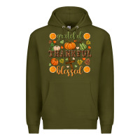 Army Green Grateful thankful blessed Premium Hoodie - NancyCooperArtShop